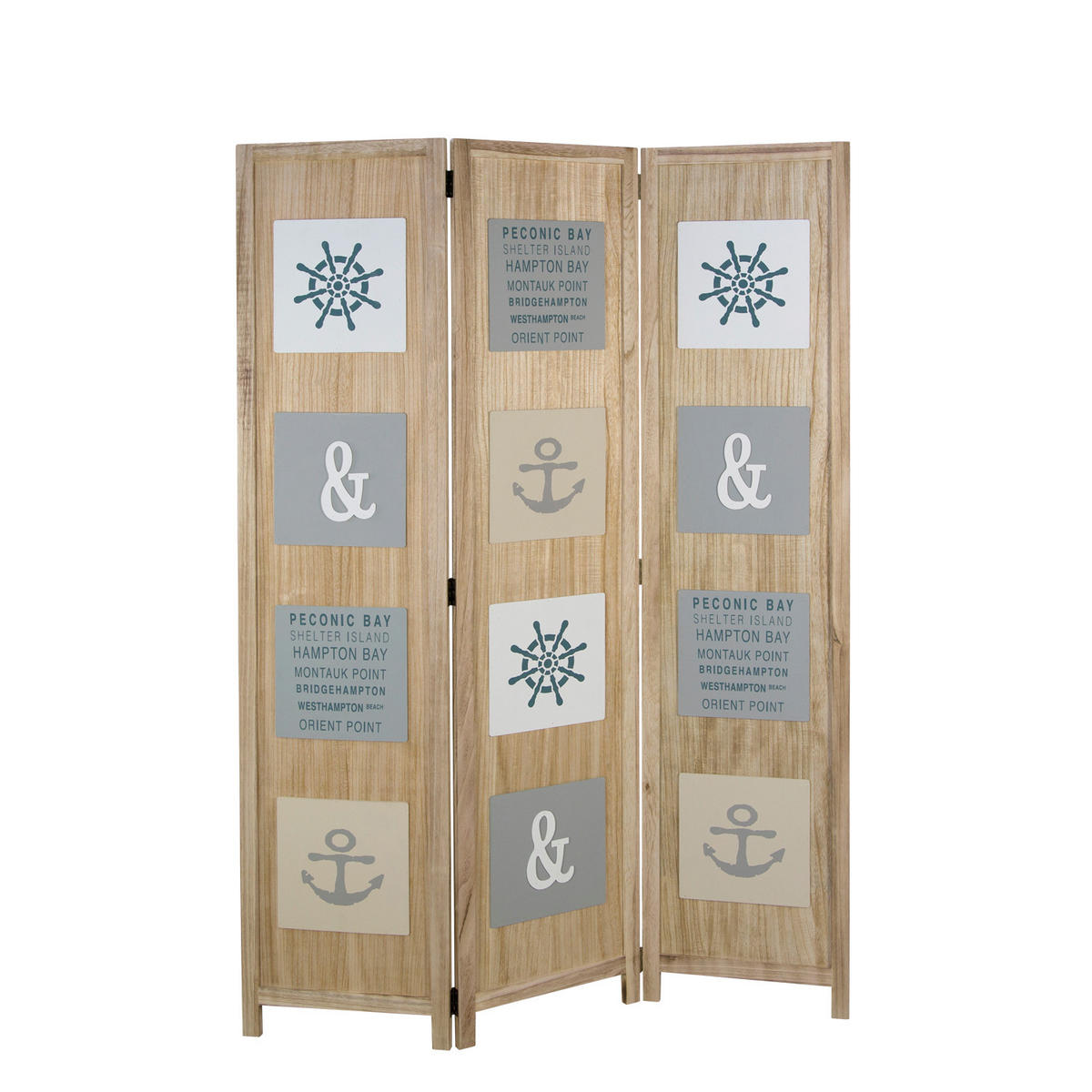 PARAVENT 3-tlg. 120/170 cm Braun Holzapplikationen - Braun, Holz (120/170/1cm) - Homestyle4u