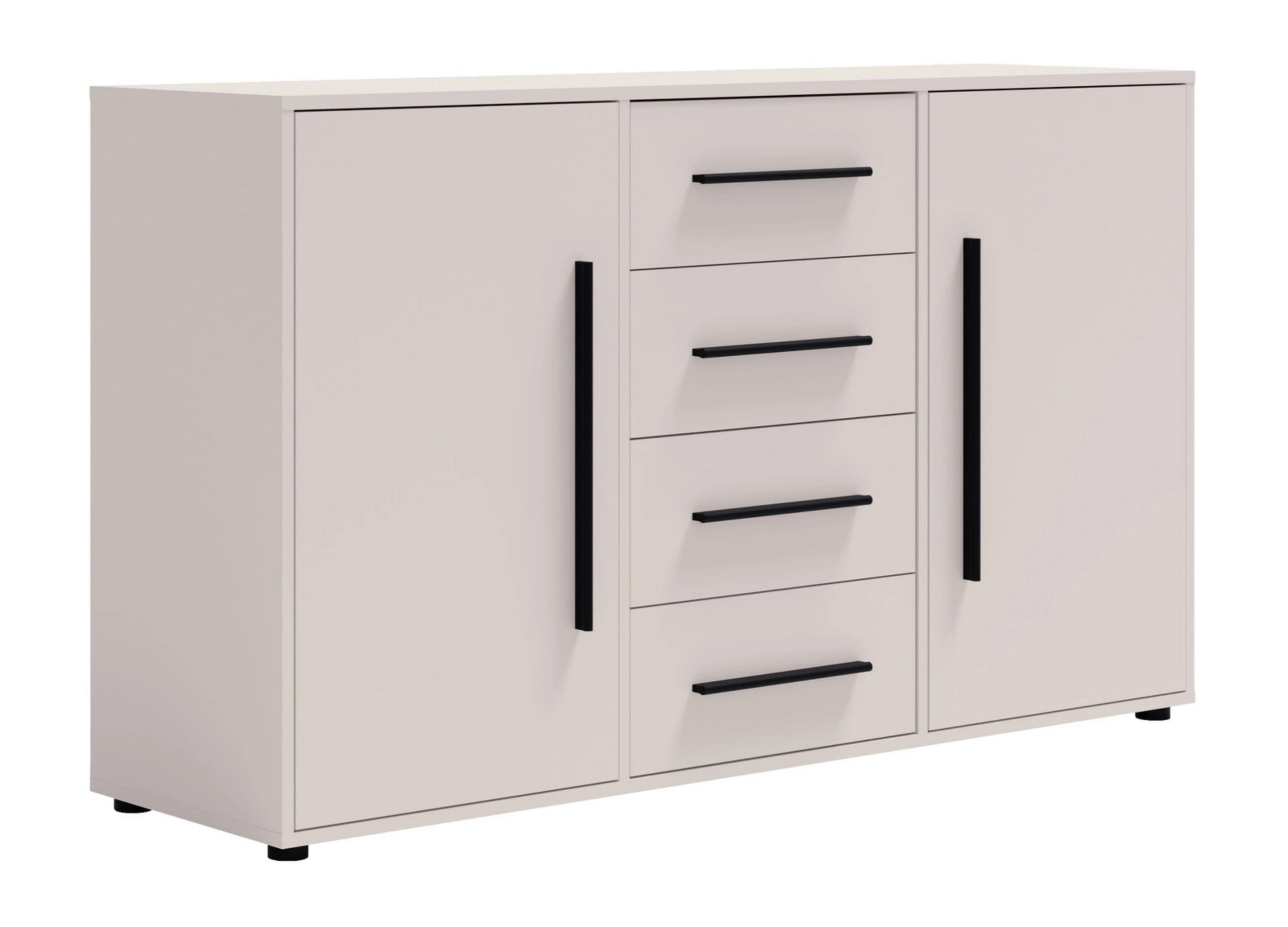 KOMMODE Modena K2D4SZ 150 cm in Kaschmirfarbe mit Türen und Schubladen - Kaschmir/Schwarz, Holzwerkstoff/Kunststoff (150/87/40cm)