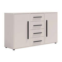 KOMMODE Modena K2D4SZ 150 cm in Kaschmirfarbe mit Türen und Schubladen - Kaschmir/Schwarz, Holzwerkstoff/Kunststoff (150/87/40cm)