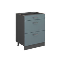 KÜCHENUNTERSCHRANK R-Line Blau-Grau 60 cm mit Schubladen, ohne AP - Anthrazit/Blaugrau, Holzwerkstoff (60/81.6/46cm) - Vicco