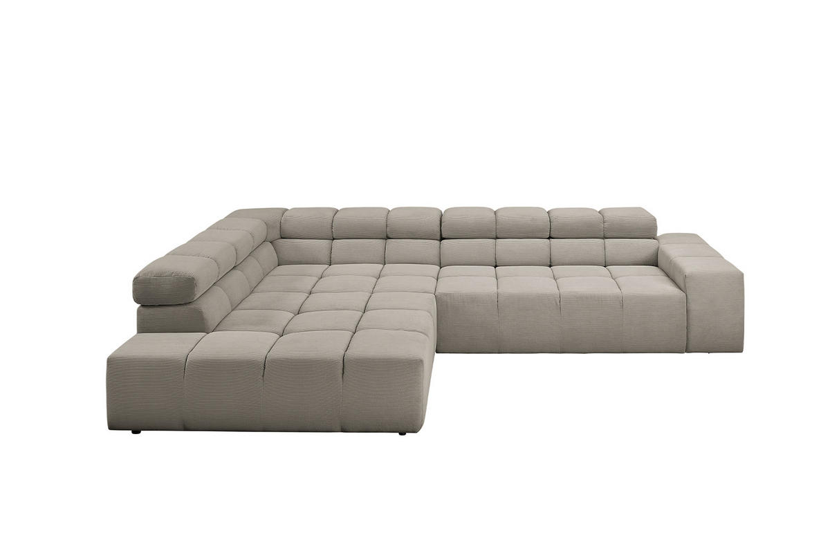 ECKSOFA MIT MOTORISCHEM SITZVORZUG NEVADA Grau Cord - Schwarz/Grau, Kunststoff/Textil (319/215cm) - KAWOLA