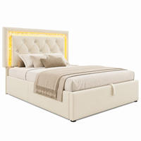 POLSTERBETT mit Bettkasten 90x200 cm Samt Beige inkl. Matratze - Beige, Metall (90/200cm) - Meubliv