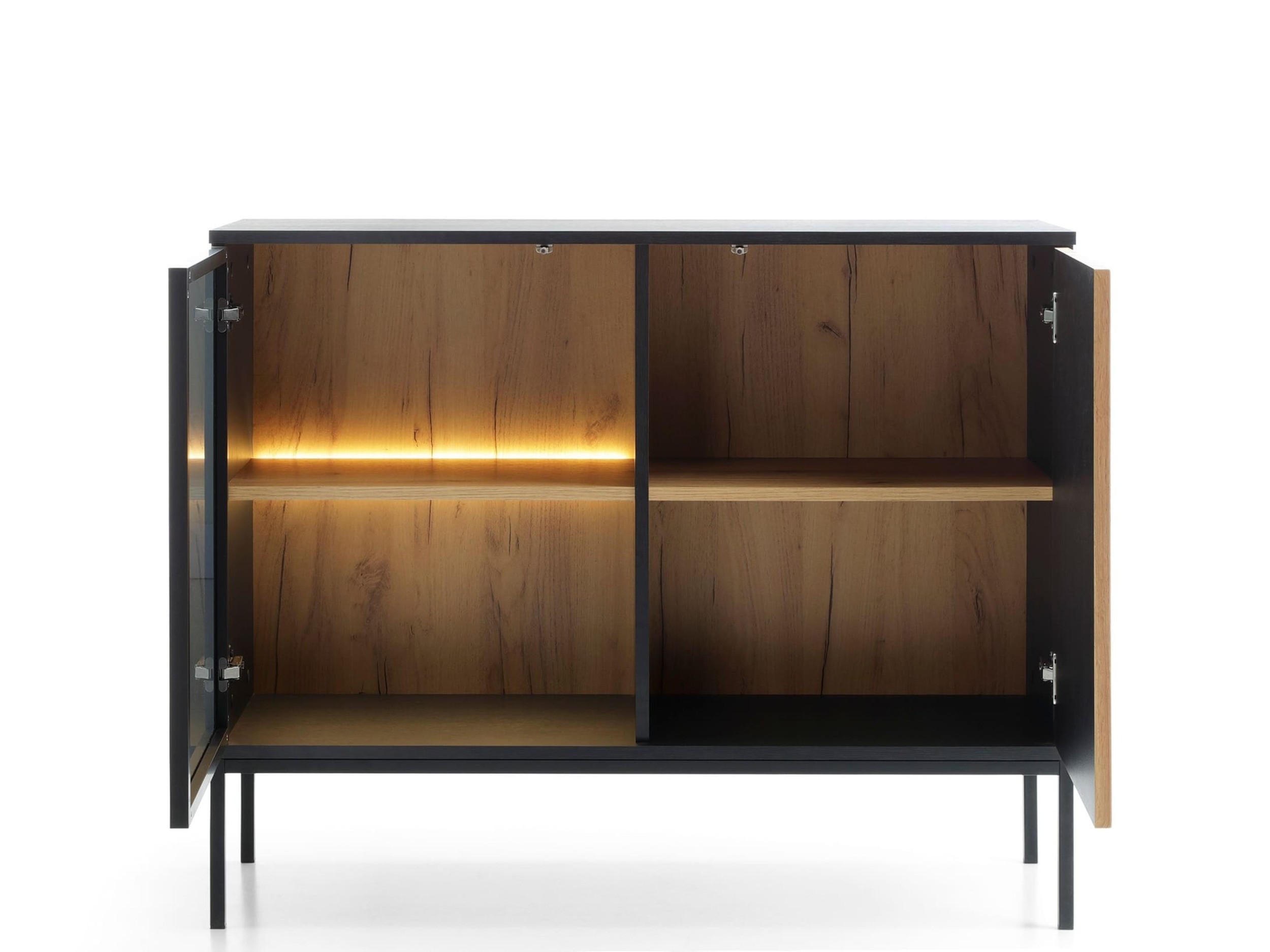 KOMMODE - Sentino S104 LED - Schwarz, Holzwerkstoff/Metall (104/83/39cm) - Möblo