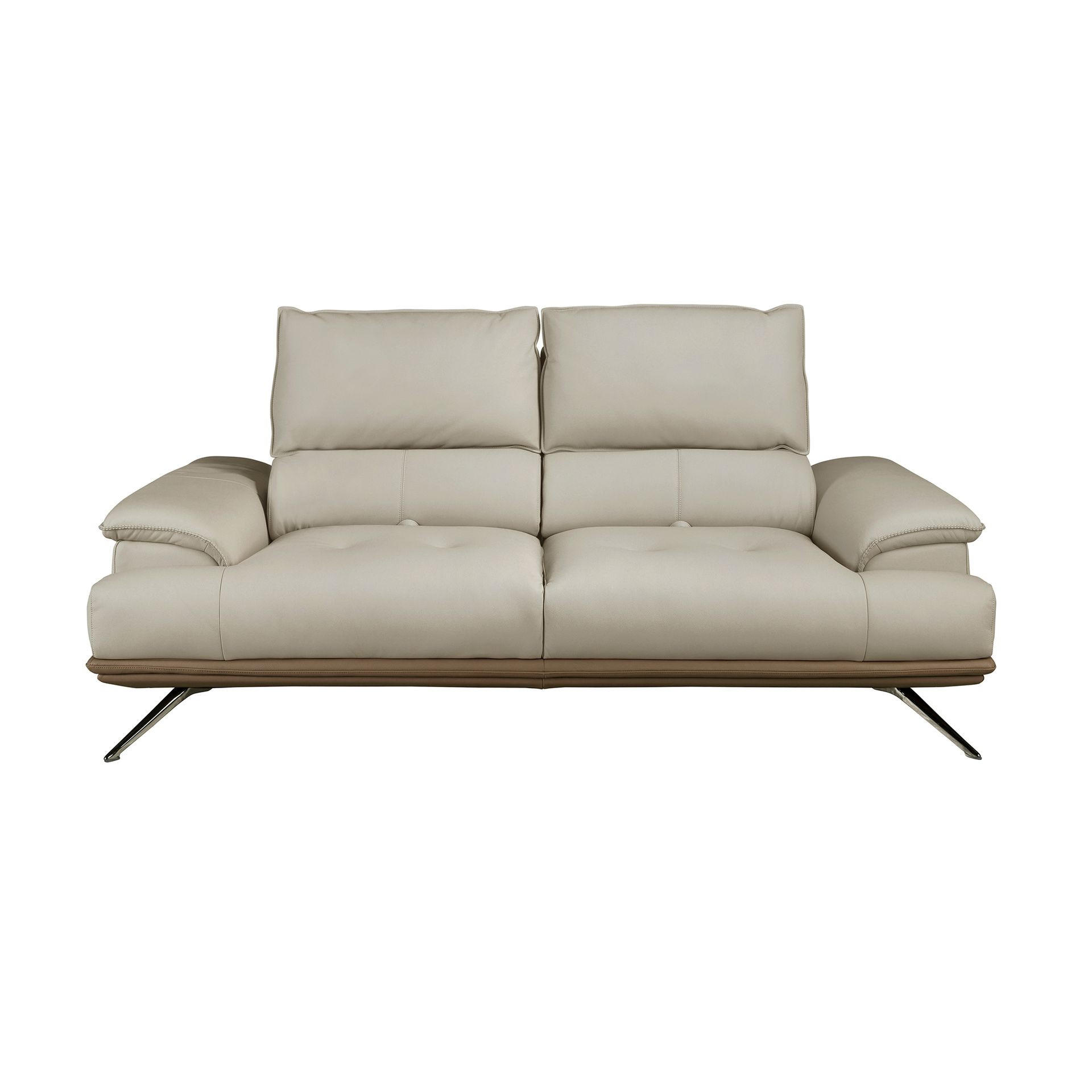 SOFA 2-Sitzer-Sofa aus taupegrauem Leder 200/117/104 cm - Taupe/Chromfarben, Leder/Metall (200/100/117cm) - ANGEL CERDA