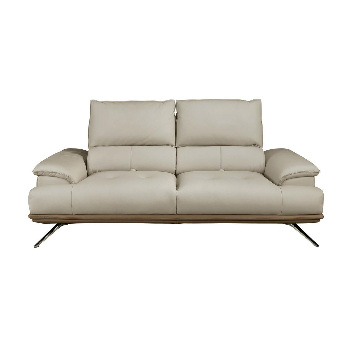 SOFA 2-Sitzer-Sofa aus taupegrauem Leder 200/117/104 cm - Taupe/Chromfarben, Leder/Metall (200/100/117cm) - ANGEL CERDA