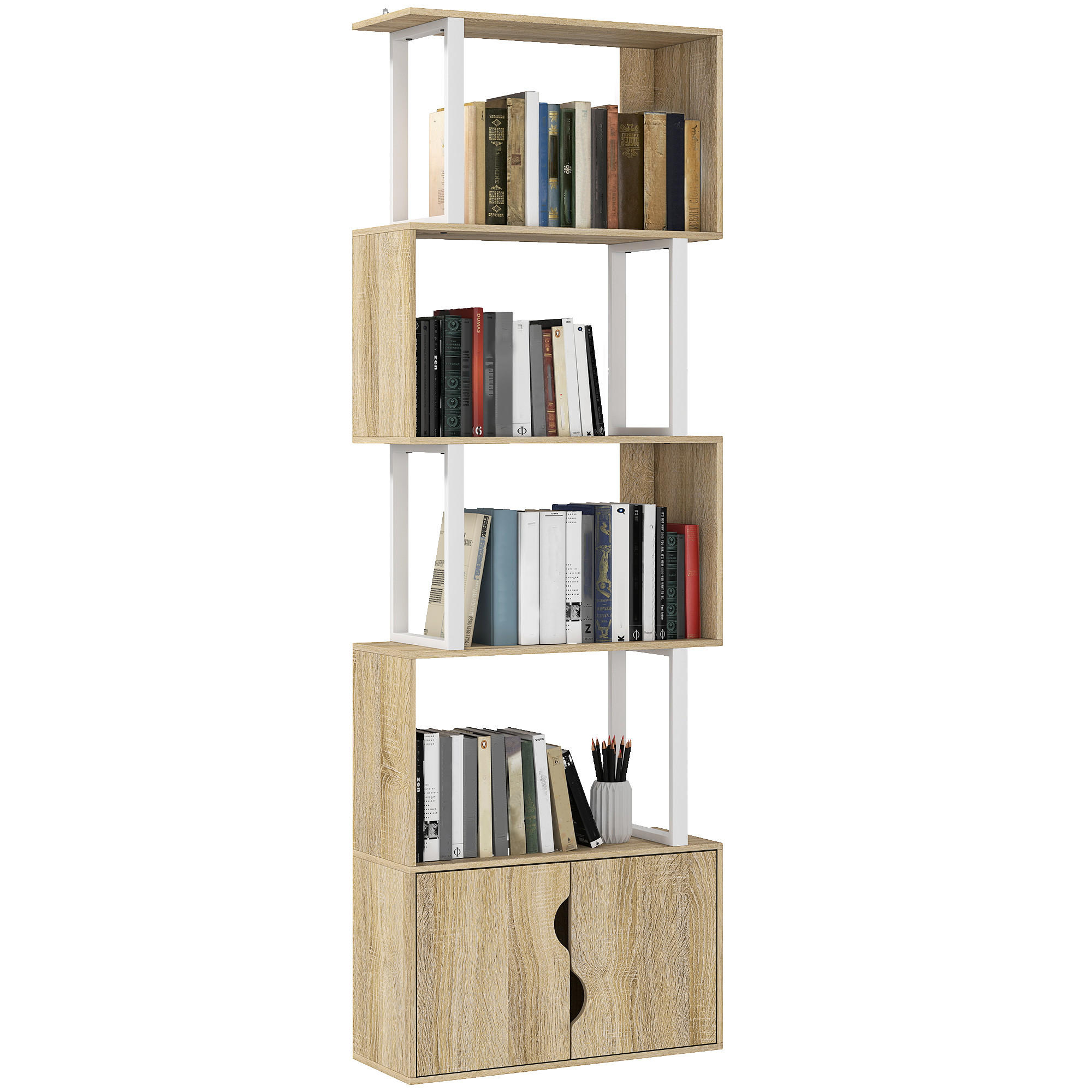 REGAL DE-15536 5 Ebenen + Doppeltürschrank Naturholz - Naturfarben, Holzwerkstoff (60/179.2/23.8cm) - ComfortXL