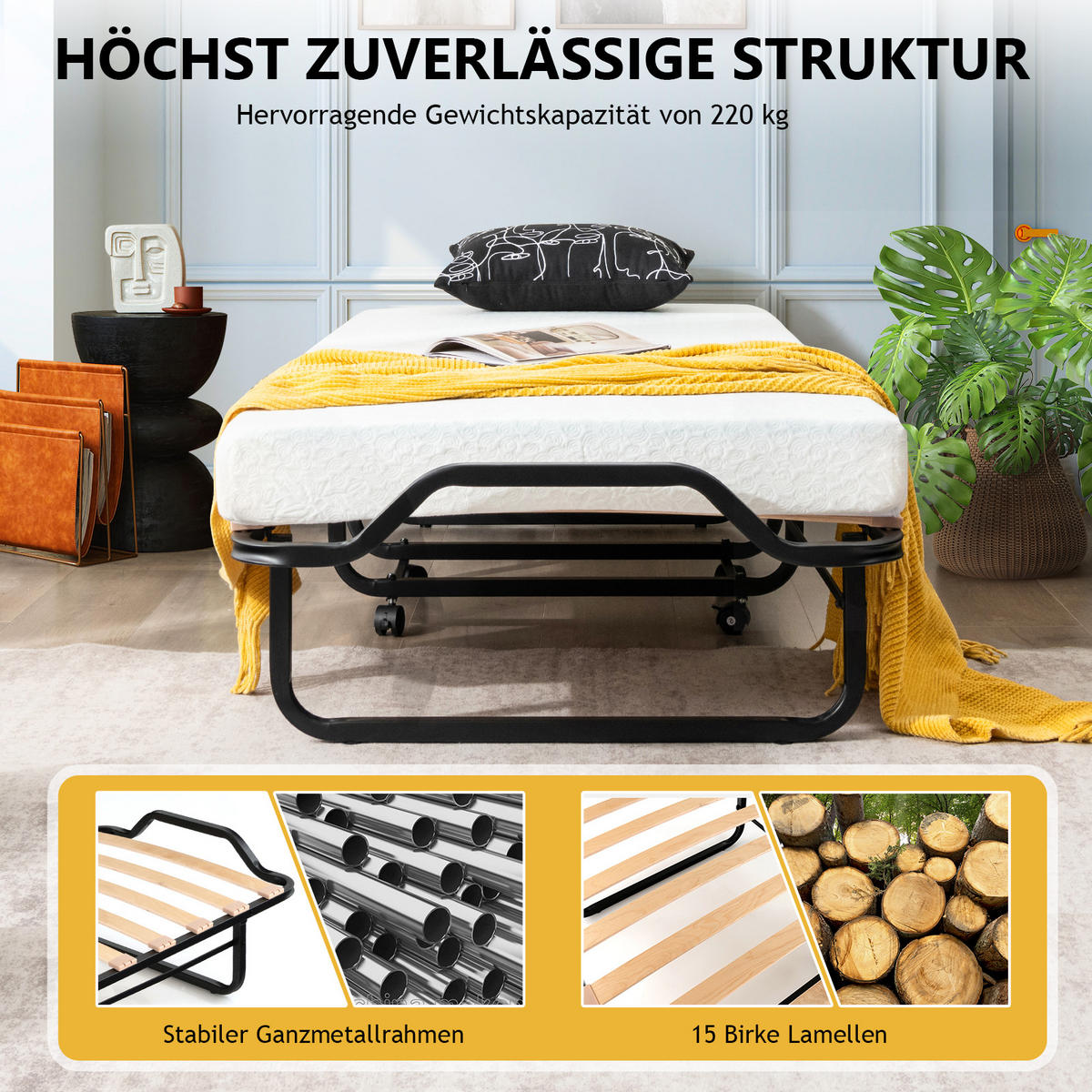 GASTEBETT Schwarz - Schwarz, Metall - COSTWAY