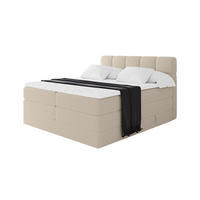 BOXBETT mit Matratze H3/H4 - FAMA KING - 180x200 cm Dunkelbeige Quelle - Creme, Holzwerkstoff (180/200cm) - ALTDECOR