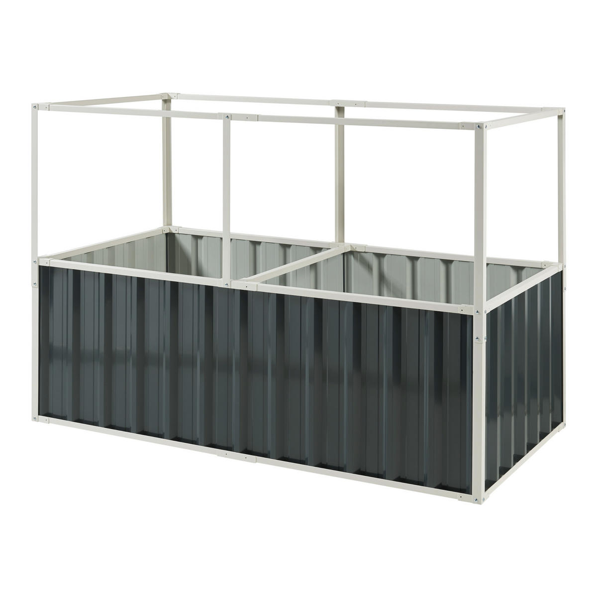 HOCHBEET Alblasserdam mit Netz - Anthrazit, Metall (174/118/90cm) - [en.casa]