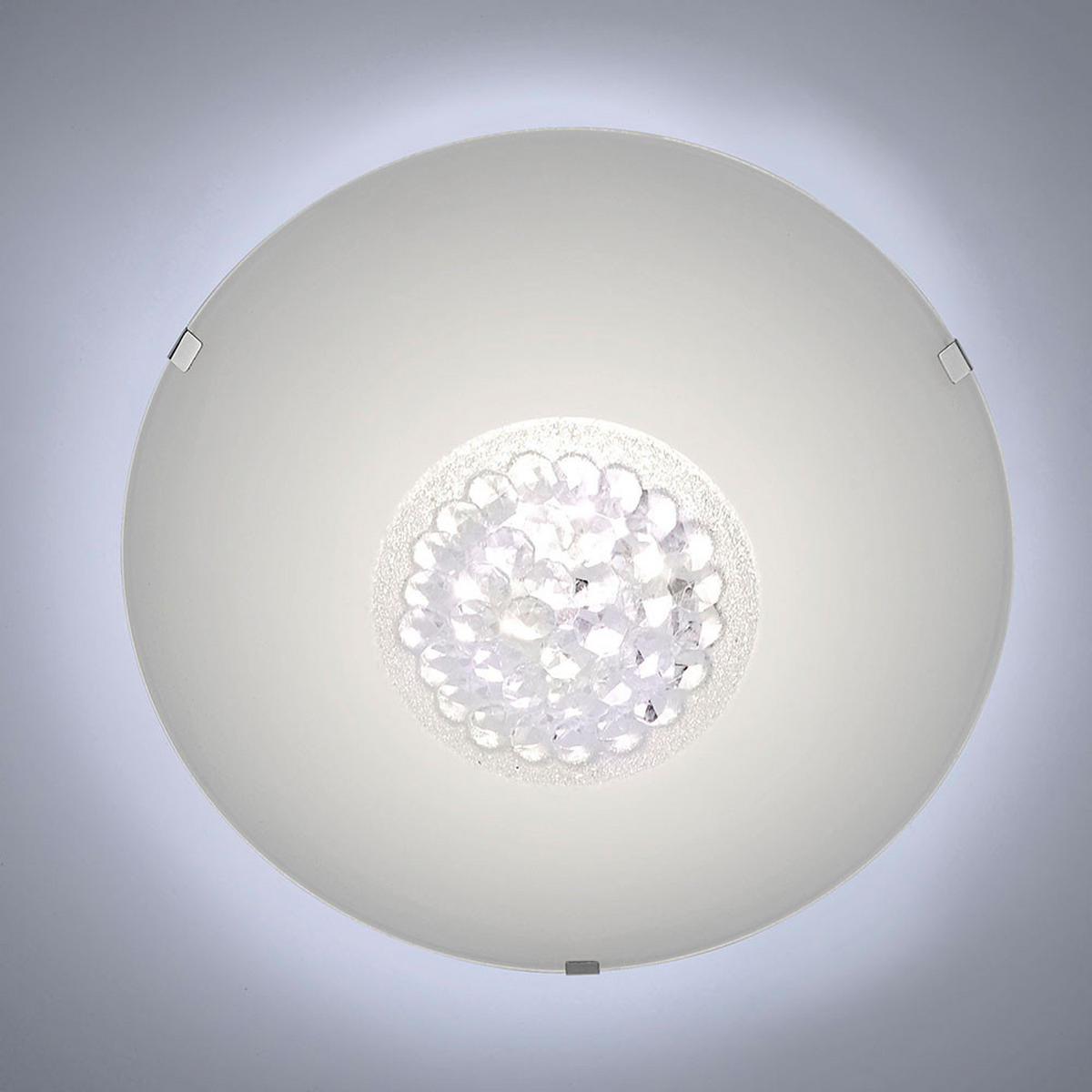 LED DECKENLEUCHTE Kristalloptik Weiß Glas - Weiß, Glas (25/25/9cm)