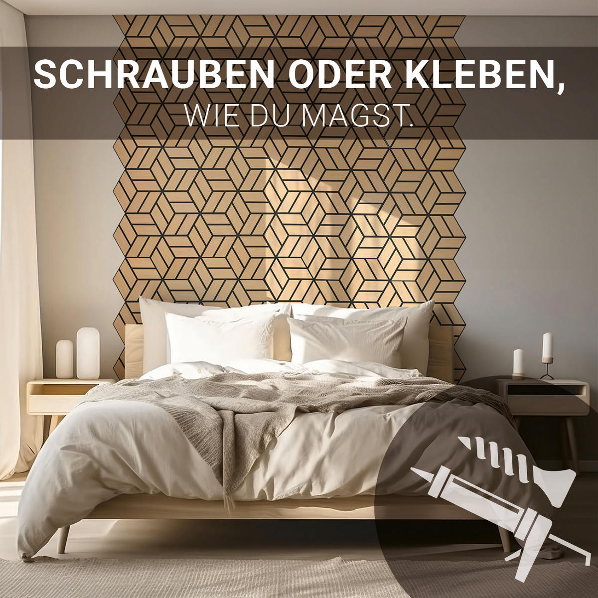 AKUSTIKPANEEL Hexagon Natur 4 Stück - Naturfarben, Holz (30/26/2cm) - Homestyle4u