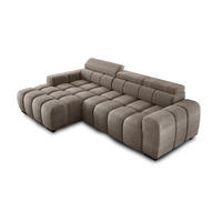 ECKSOFA OMBO 285x168x77/97 cm, Links, Schlaffunktion, elektr. Sitz, Kopfstützen, hydrophober EDEN-Stoff – Cappuccino - Cappuccino, Holz/Textil (168/285cm) - DomoHome