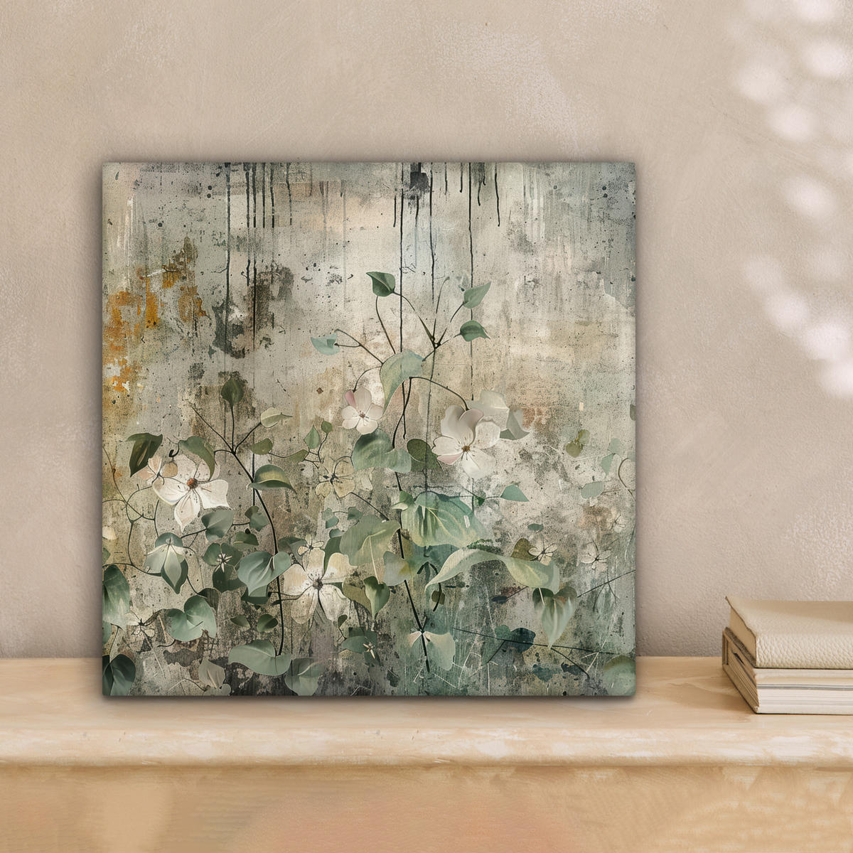 LEINWANDBILD - Blumen - Blätter - Abstrakt - Modern - 20x20 - Wandbilder - Grau, Textil (20/20cm) - MuchoWow