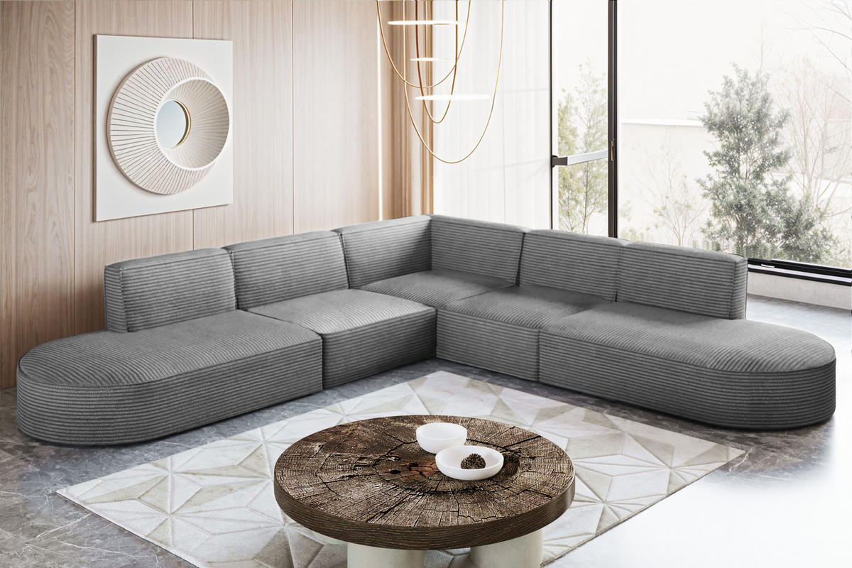 ECKSOFA Designer Corner MODENA stoff Poso, viele Farben Grau - Grau, Holzwerkstoff (285/285cm) - Kaiser Möbel