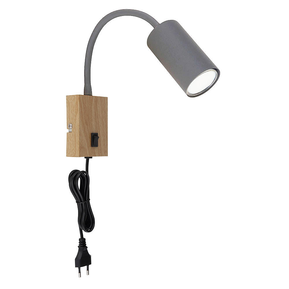 WANDLEUCHTE Metall Holzoptik Grau - Grau, Metall (7/44/32cm) - Globo Lighting