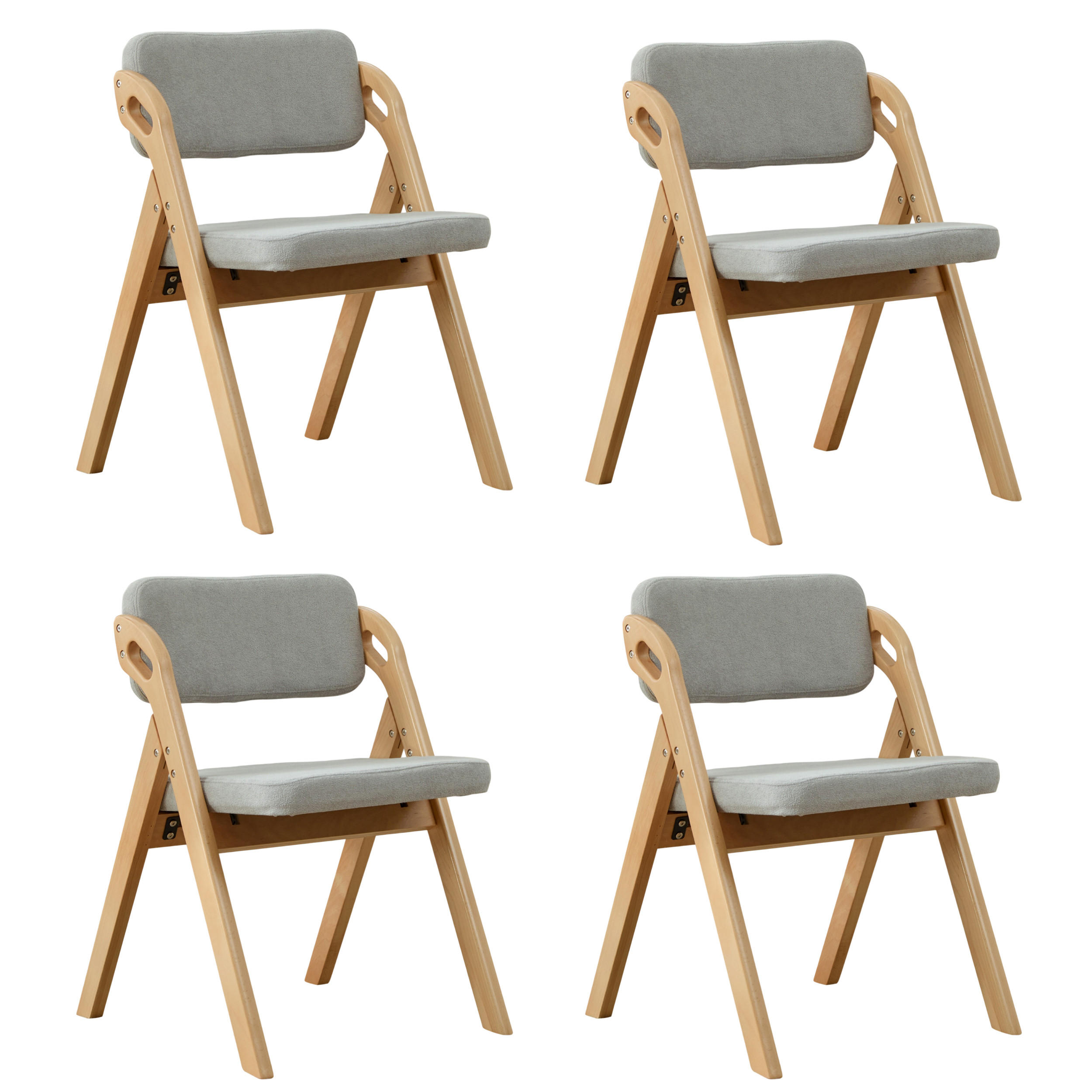 KLAPPSTUHL DE-36858 4er-Set mit Buchenholzgestell Grau - Grau, Holz (52/77/59cm) - ComfortXL