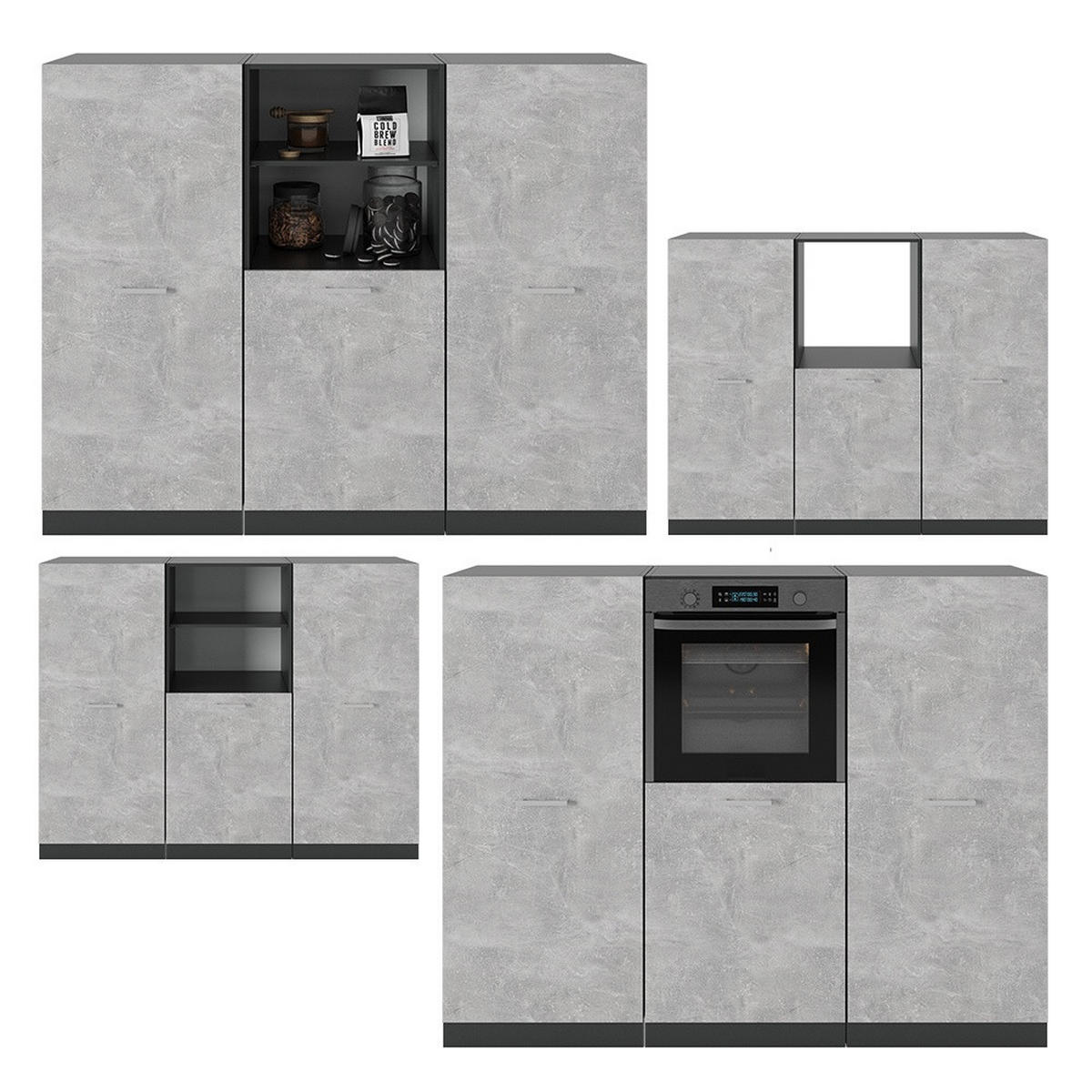 KUHINJSKI BLOK R-Line Beton/antracit 180 cm brez delovne plošče - siva/antracit, leseni material (180/143/46cm) - Vicco
