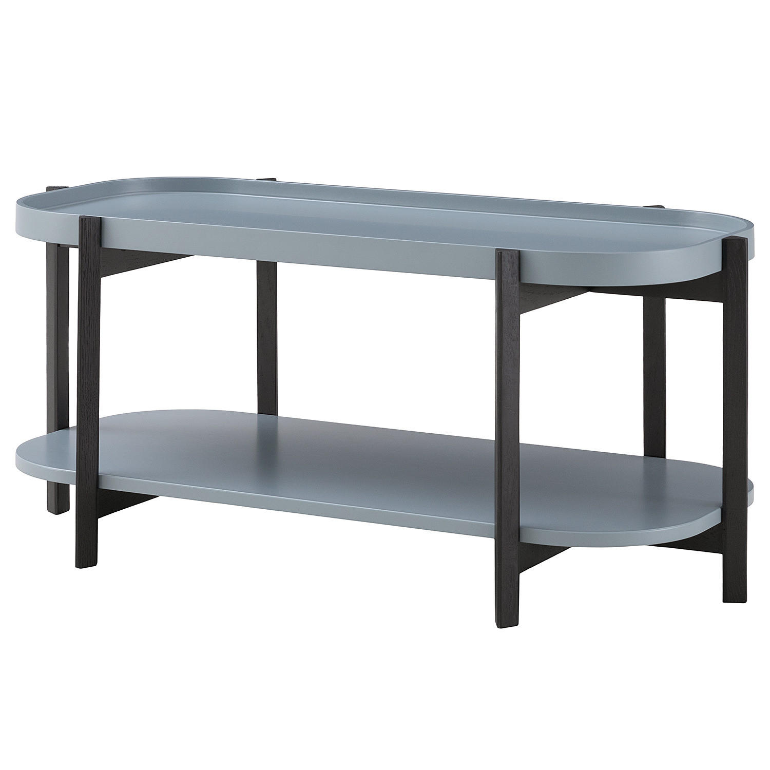COUCHTISCH - Teilmassivholz - Eiche - Blaugrau/Schwarz, Holz/Holzwerkstoff (50/100/45cm) - home24