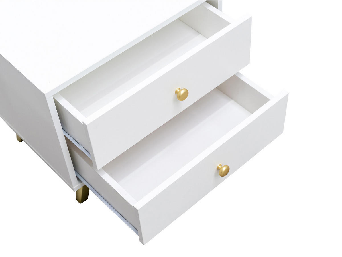 NACHTTISCH Siena - Goldfarben/Weiß, Holzwerkstoff/Metall (54/48/41cm) - MIRJAN24