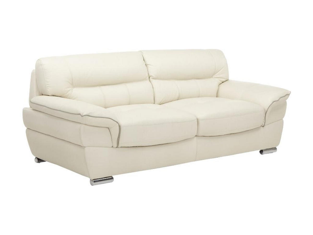 COUCHGARNITUR mit Sessel - 6 Personen - leder - elfenbeinfarben Thibault - Weiß, Leder (115/87/93cm) - Vente-Unique