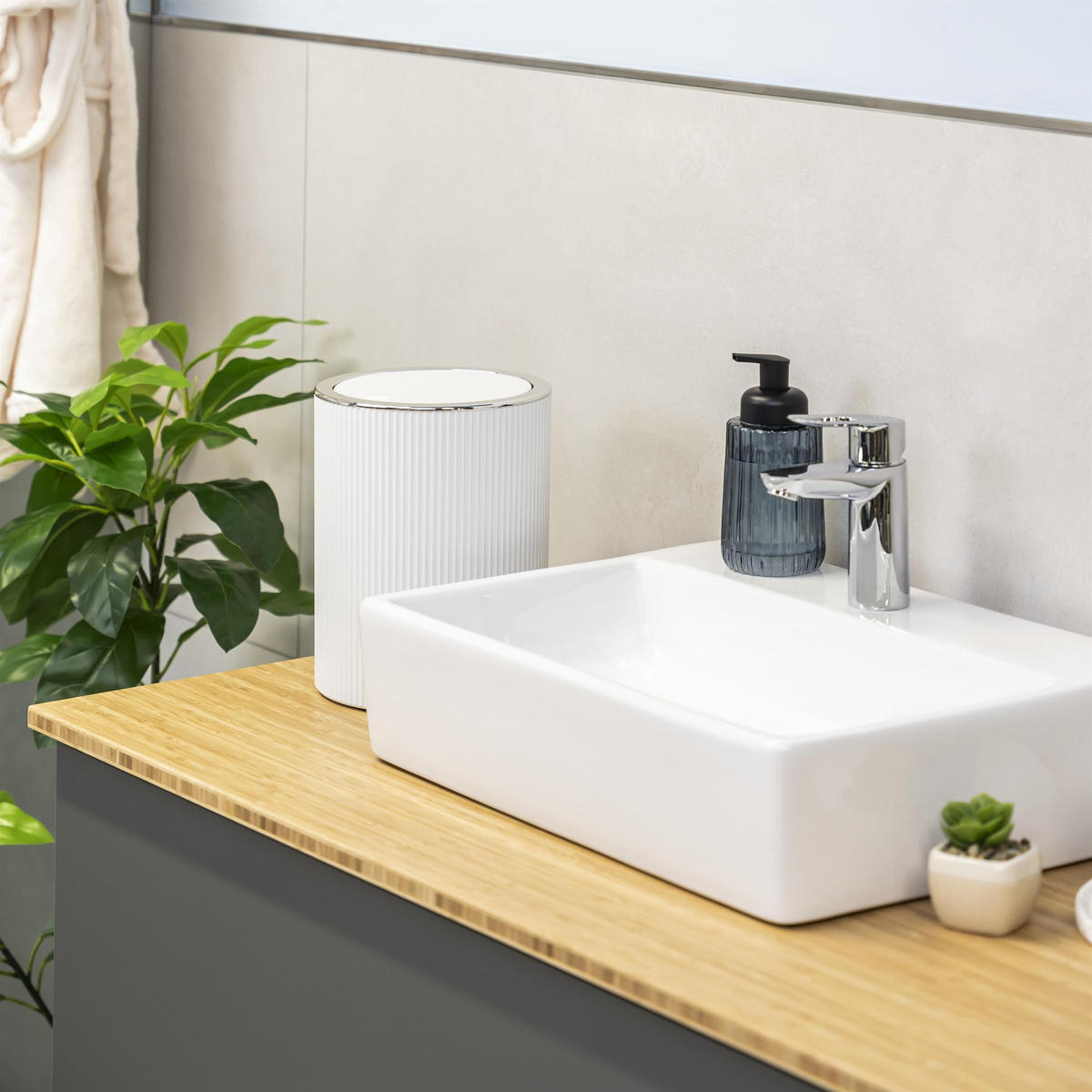 KOSMETIKEIMER 5,5 Liter, GAVELLO weiß, Kunststoff - Weiß, Kunststoff (19/24.5/19cm) - bremermann