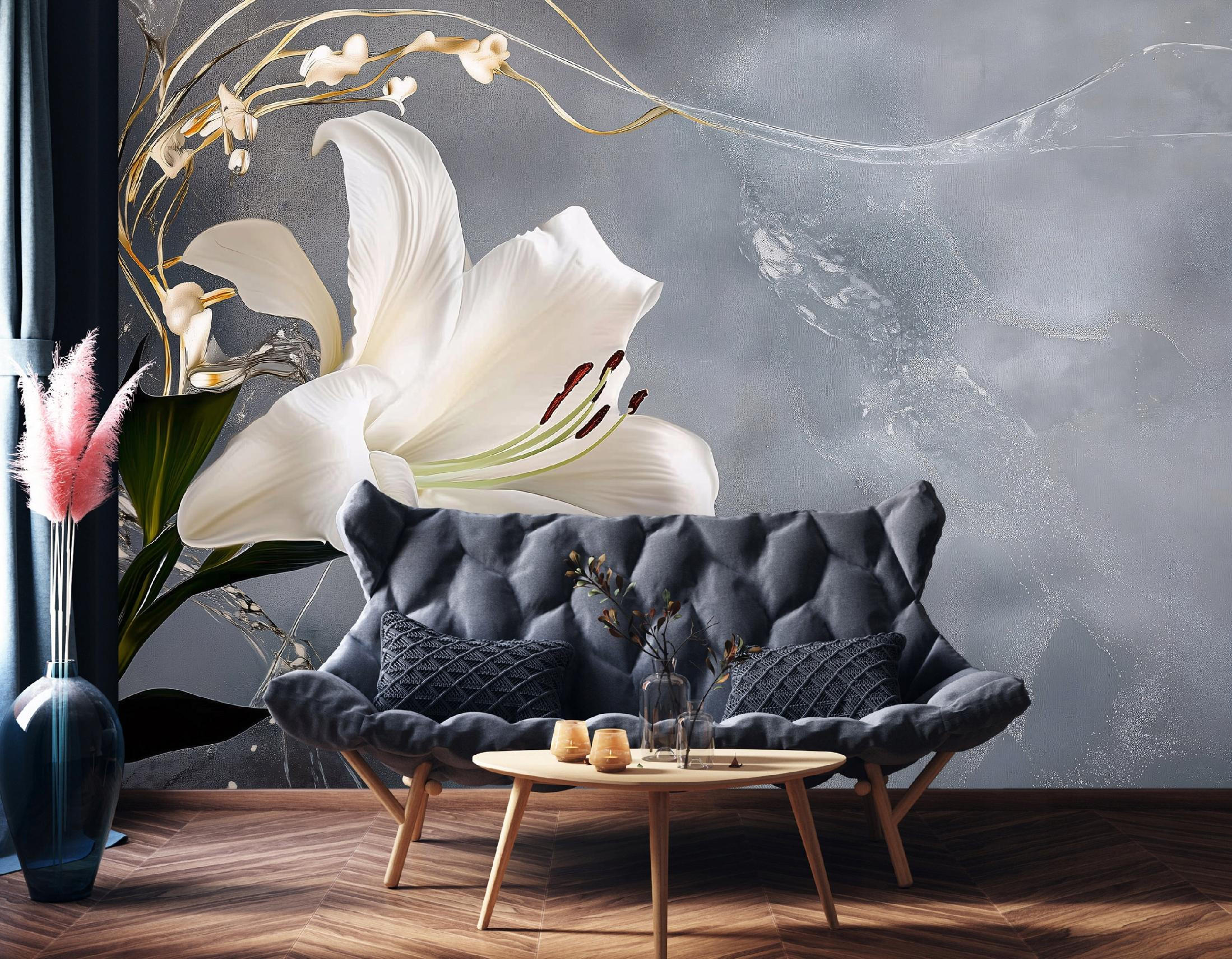 FOTOTAPETE Blumen Blätter Wohnzimmer Vlies Tapete 150x105 - Multicolor, Papier (150/105cm) - Wallarena