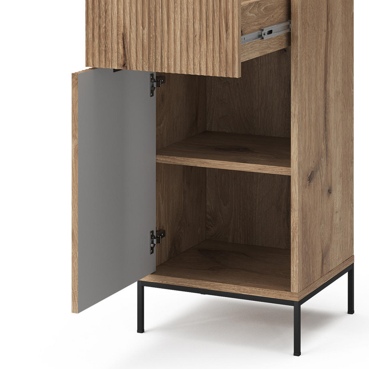 BADSCHRANK Eliza Viking Oak 40 x 87 cm mit Tür und Schublade - Eiche Wotan/Sonoma Eiche, Holzwerkstoff (40/87/35cm) - Vicco