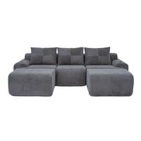 3-SITZER Wohnlandschaft Cord mit Getränkehalter und Seitentasche 268/174/80 cm Dunkelgrau - Dunkelgrau, Textil (174/80/268cm) - Redom