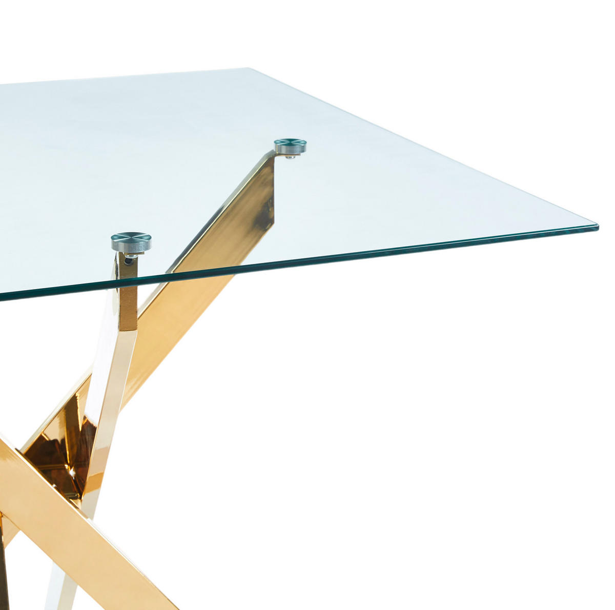 ESSTISCH 80/80/75 cm in Gold mit Glasplatte und Metallgestell - Goldfarben, Metall (80/80/75cm) - Flora Grace