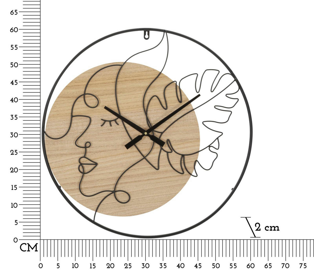 WANDUHR Elegant - B, schwarz und braun, Eisen und MDF, 60 x 2 x 60 cm - Schwarz/Braun, Holzwerkstoff/Metall (60/60/2cm) - Mauro Ferretti