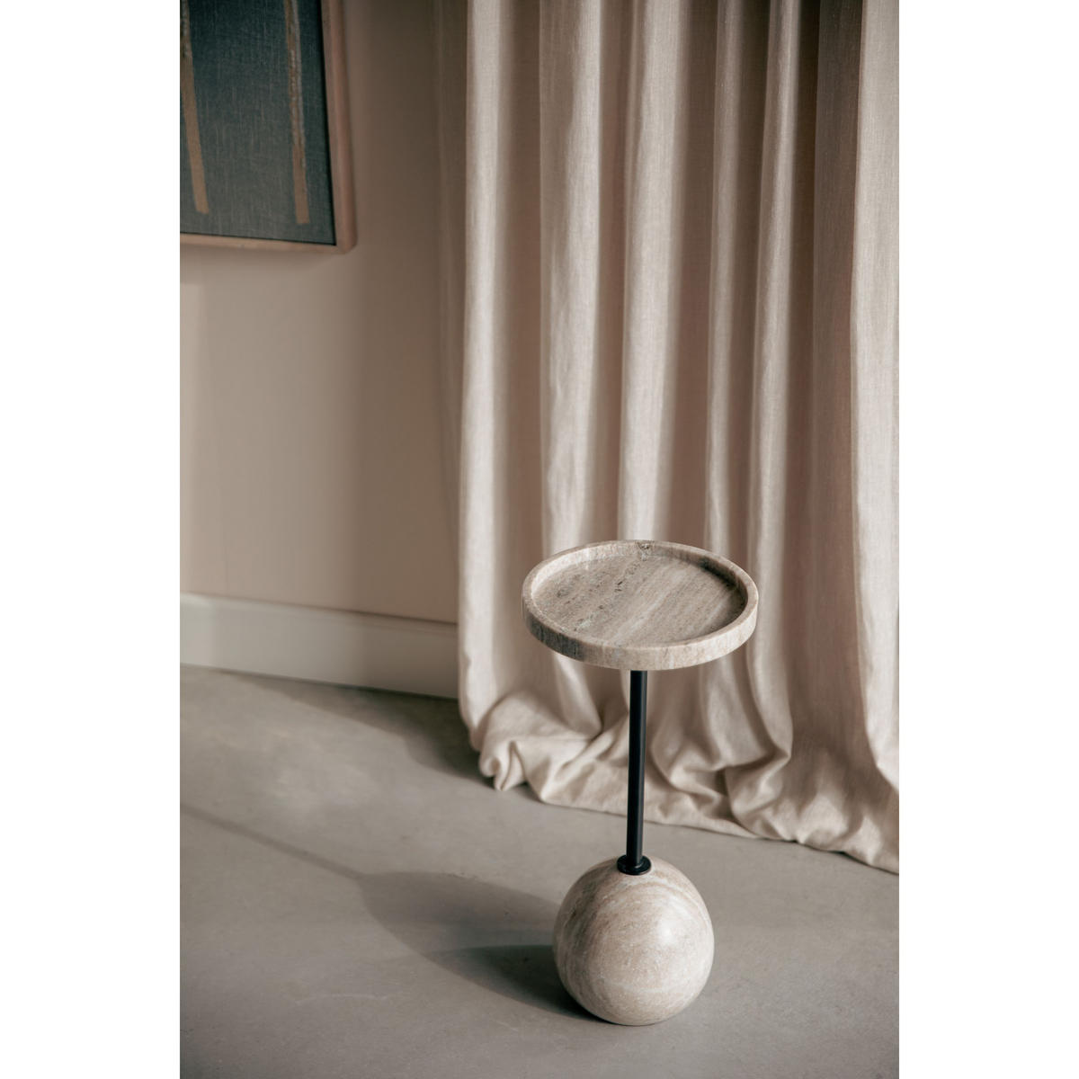 BEISTELLTISCH Cocktail Rund 25 cm - Grau, Stein (25/25/52cm) - Zuiver