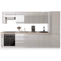KÜCHENZEILE 340 cm - Aspen KA12-M340- in Grau/Hochglanz - Grau, Holz (340/212/58cm)