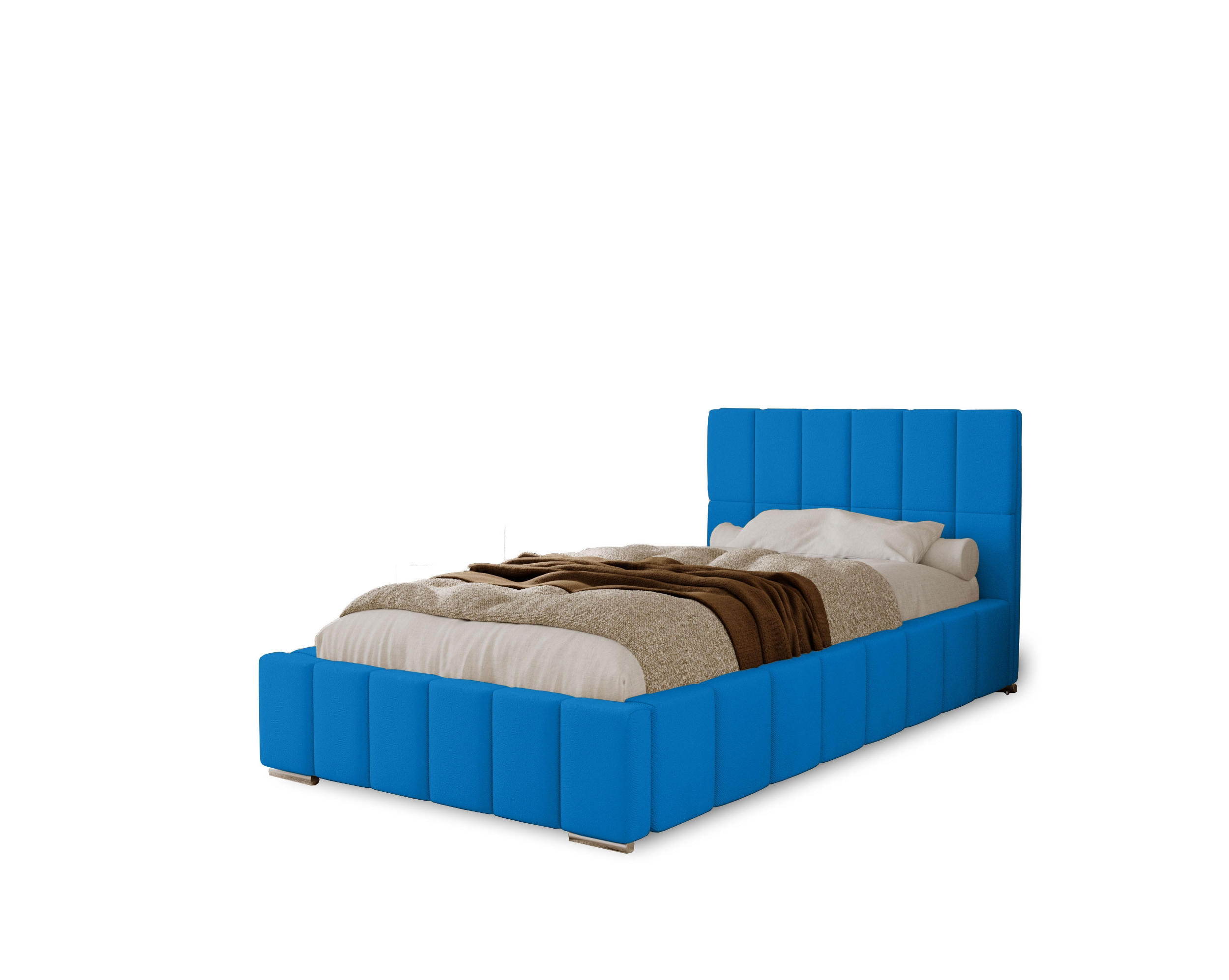 POLSTERBETT Alma 100x200 cm, Einzelbett mit Bettkasten und Lattenrost aus Holz, Velourstoff: Blau - Blau, Holz/Kunststoff (100/200cm) - Marpur