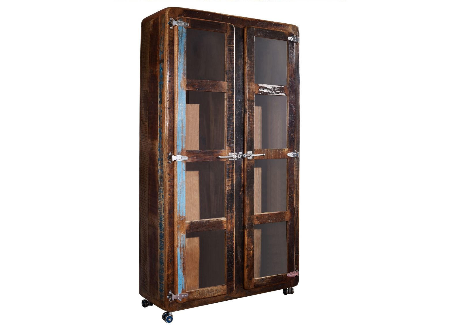 VITRINE Altholz 100x40x180 mehrfarbig lackiert FREEZY #30 - Multicolor, Holz (100/180/40cm) - Massivmoebel24