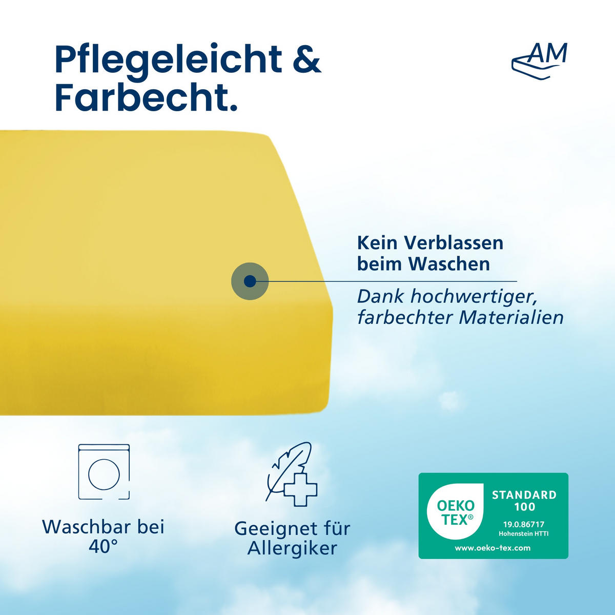 SPANNBETTLAKEN 120/180/25 cm Gelb - Gelb, Textil (120/180cm) - AM Qualitätsmatratzen