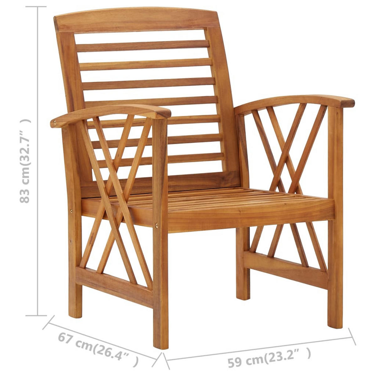 GARTENSTÜHLE 2er Set Massivholz Akazie - Braun, Holz (59/83/67cm) - vidaXL