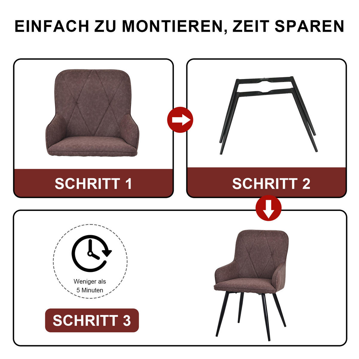 ARMLEHNSTUHL-SET 2 Stück in Lederlook(YZ3) - Dunkelbraun, Textil (57/87/62cm) - HOMAVO
