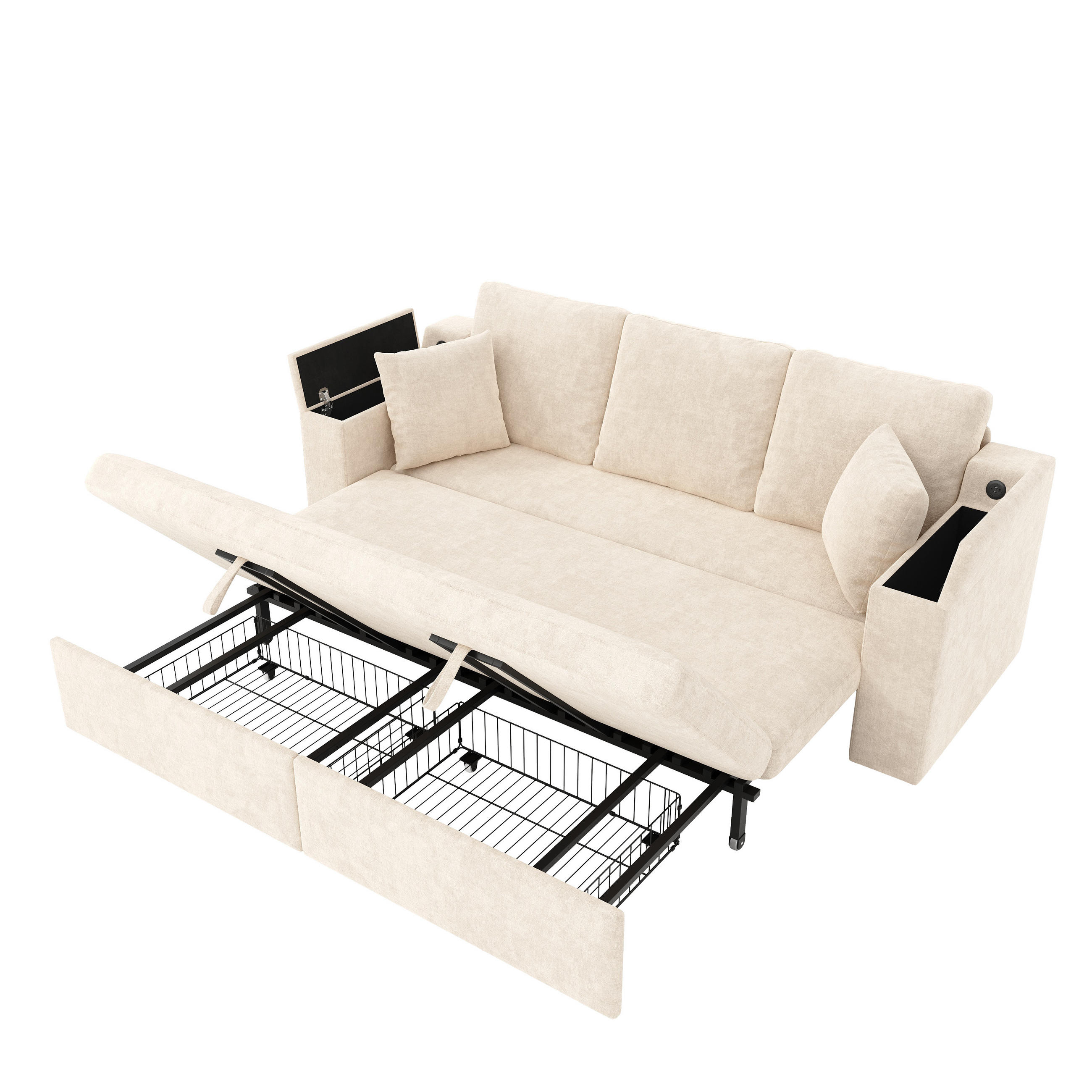 Evryae Schlafsofa Beige 210.5x93x192 cm