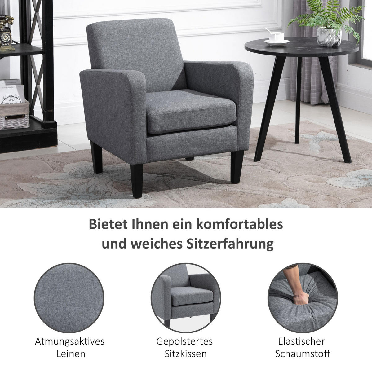 SESSEL 72/74/66 cm Hellgrau aus Polyester - Hellgrau, Textil (72/74/66cm) - OKMYHOME