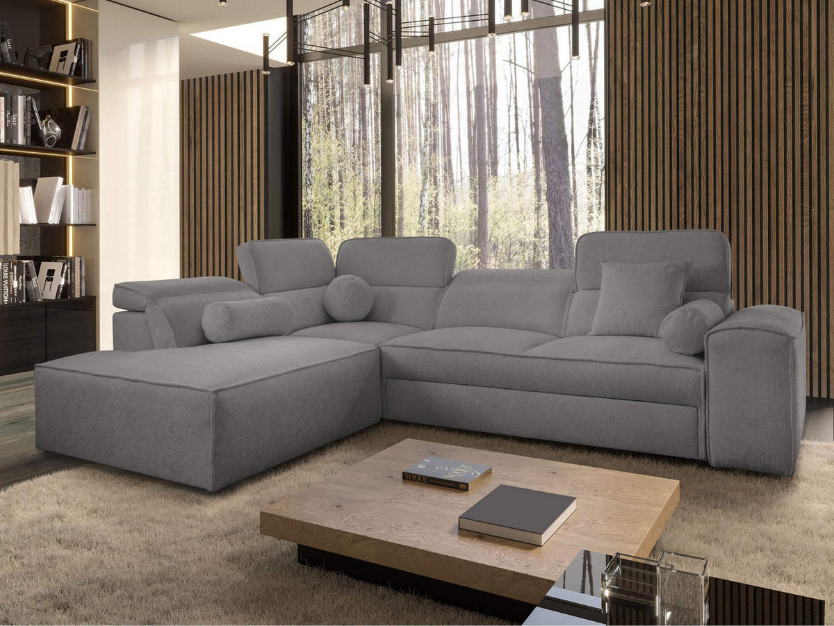 ECKSCHLAFSOFA Vito VII, Seite: Links - Dunkelgrau, Holz/Textil (276/214cm) - MIRJAN24