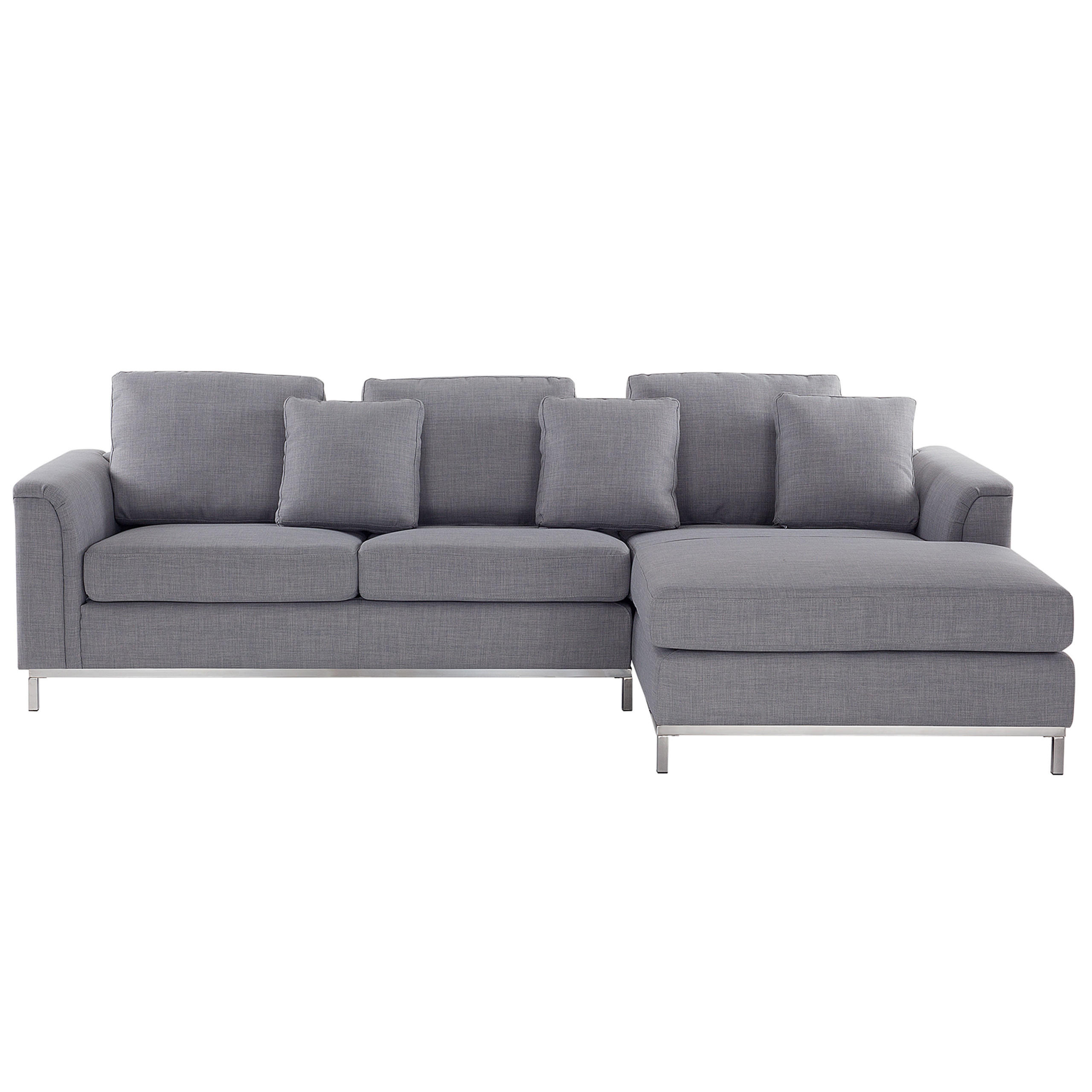 4-SITZER-ECKSOFA Polyester Grau rechtsseitig Oslo - Hellgrau, Textil (270/151cm) - Beliani