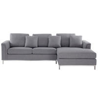 4-SITZER-ECKSOFA Polyester Grau rechtsseitig Oslo - Hellgrau, Textil (270/151cm) - Beliani