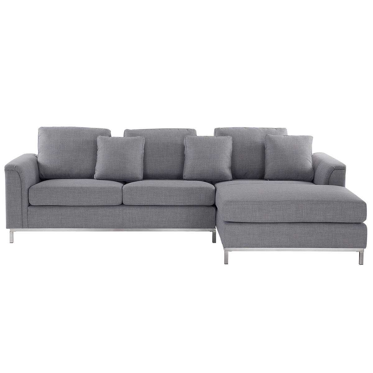 4-SITZER-ECKSOFA Polyester Grau rechtsseitig Oslo - Hellgrau, Textil (270/151cm) - Beliani