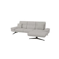 ECKSOFA Loris Grau Samt - Ottomane rechts - Schwarz/Grau, Holz/Textil (294/175cm) - S-Style Möbel