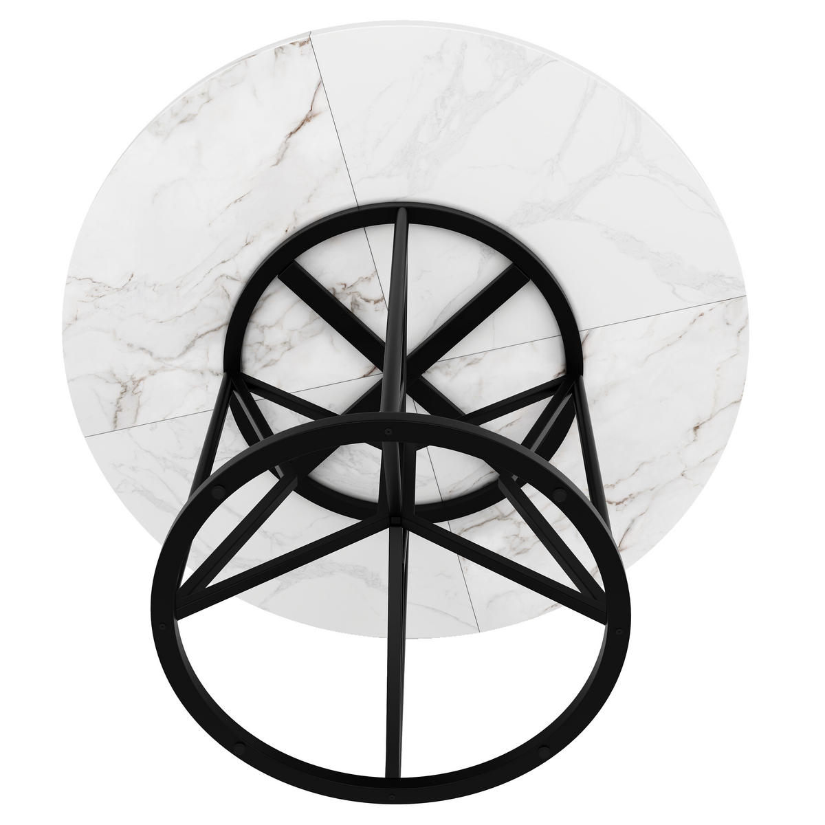 ESSTISCH 100/100/76 cm schwarz mit elegantem Metallrahmen - Schwarz/Weiß, Holzwerkstoff (100/100/76cm) - OKWISH