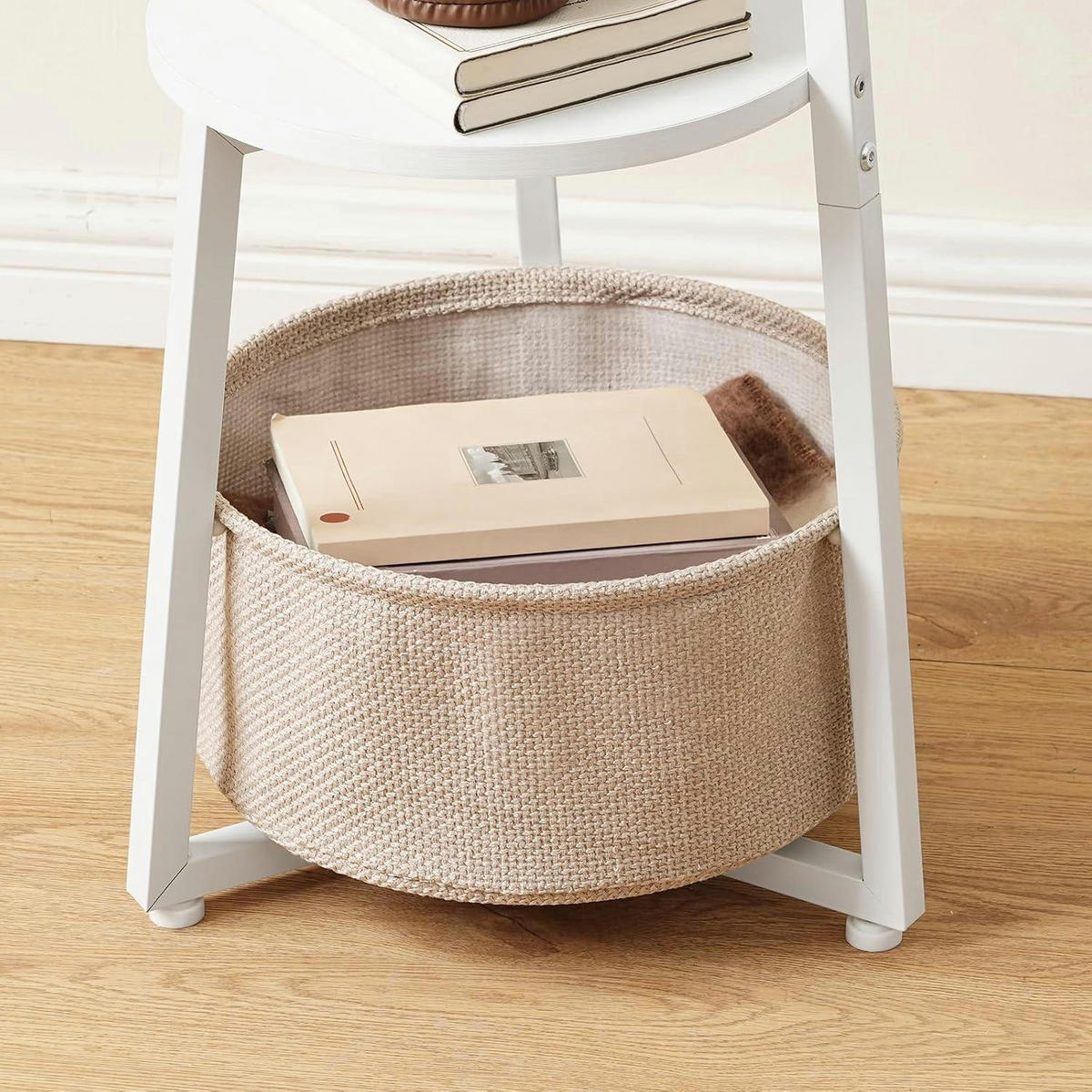 BEISTELLTISCH rund weiß mit Stofftasche 67 cm - Weiß, Holzwerkstoff (32/32/67cm)