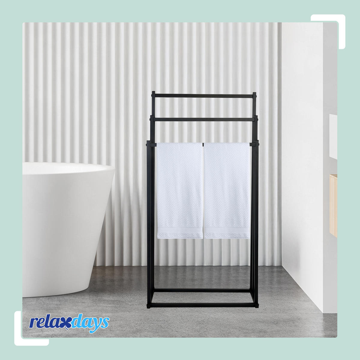 HANDTUCHHALTER - Schwarz, Metall (44/86/21cm) - Relaxdays