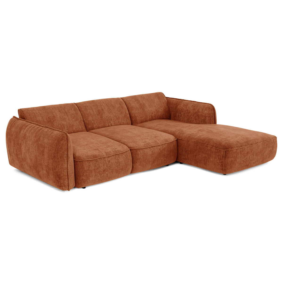 ECKSCHLAFSOFA Rastervelours 274cm - Dunkelorange/Terracotta, Textil (274/174cm) - Sia Home