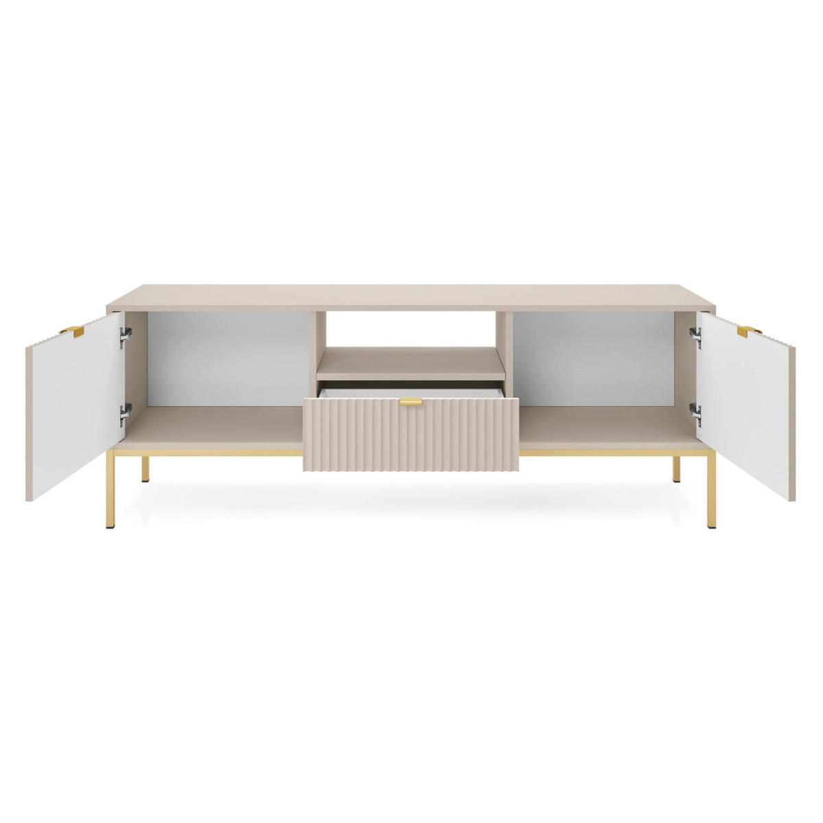 TV-LOWBOARD Vellore Kaschmir 154/56/39 cm - Taupe/Goldfarben, Holzwerkstoff/Metall (154/56/39cm) - Selsey