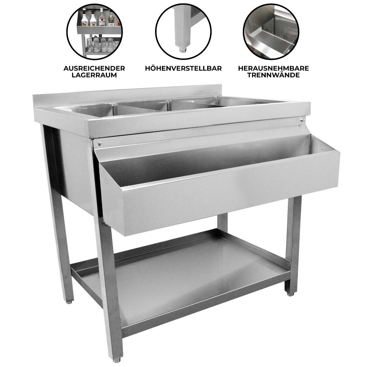 COCKTAIL-STATION Gastro-Bar aus Edelstahl - Alufarben, Metall (84/1/55cm) - Monstershop